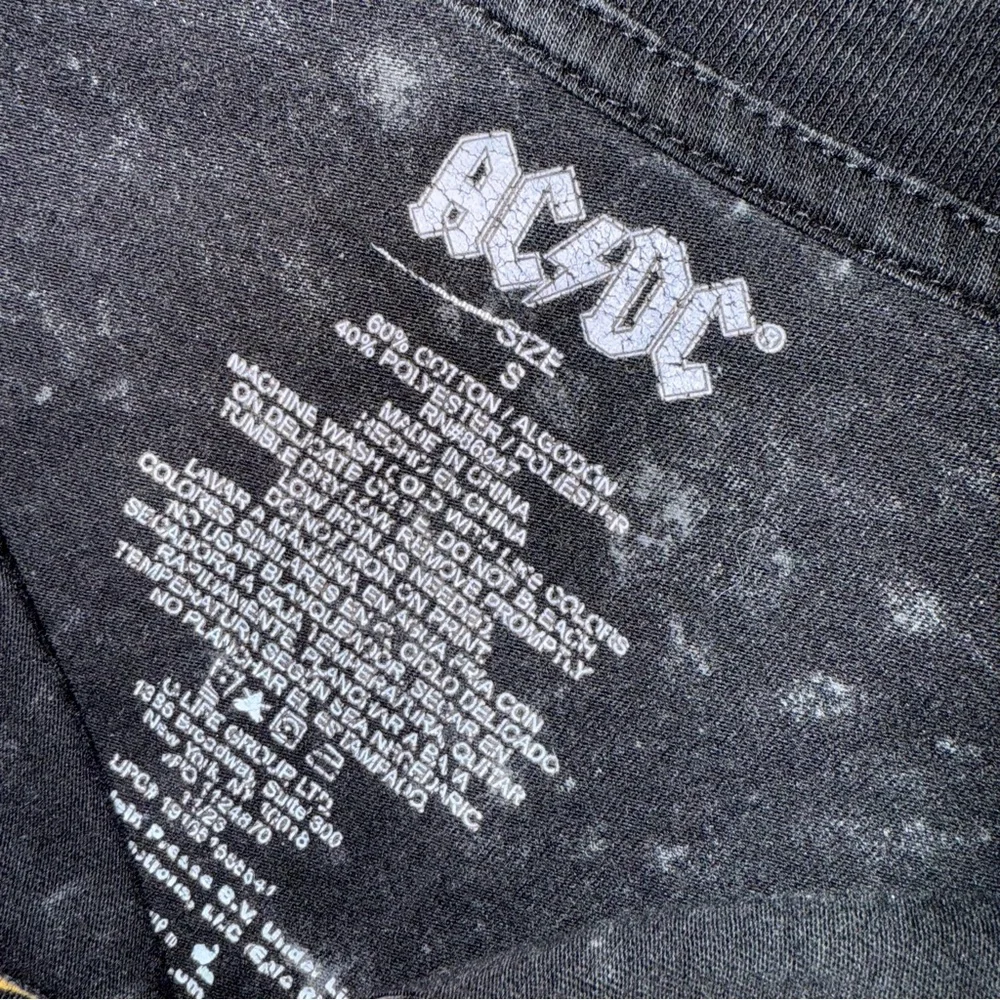 Upcycled AC/DC Band Distressed Black Gold T-Shirt Top‎ Ladies Small-Medium Rock